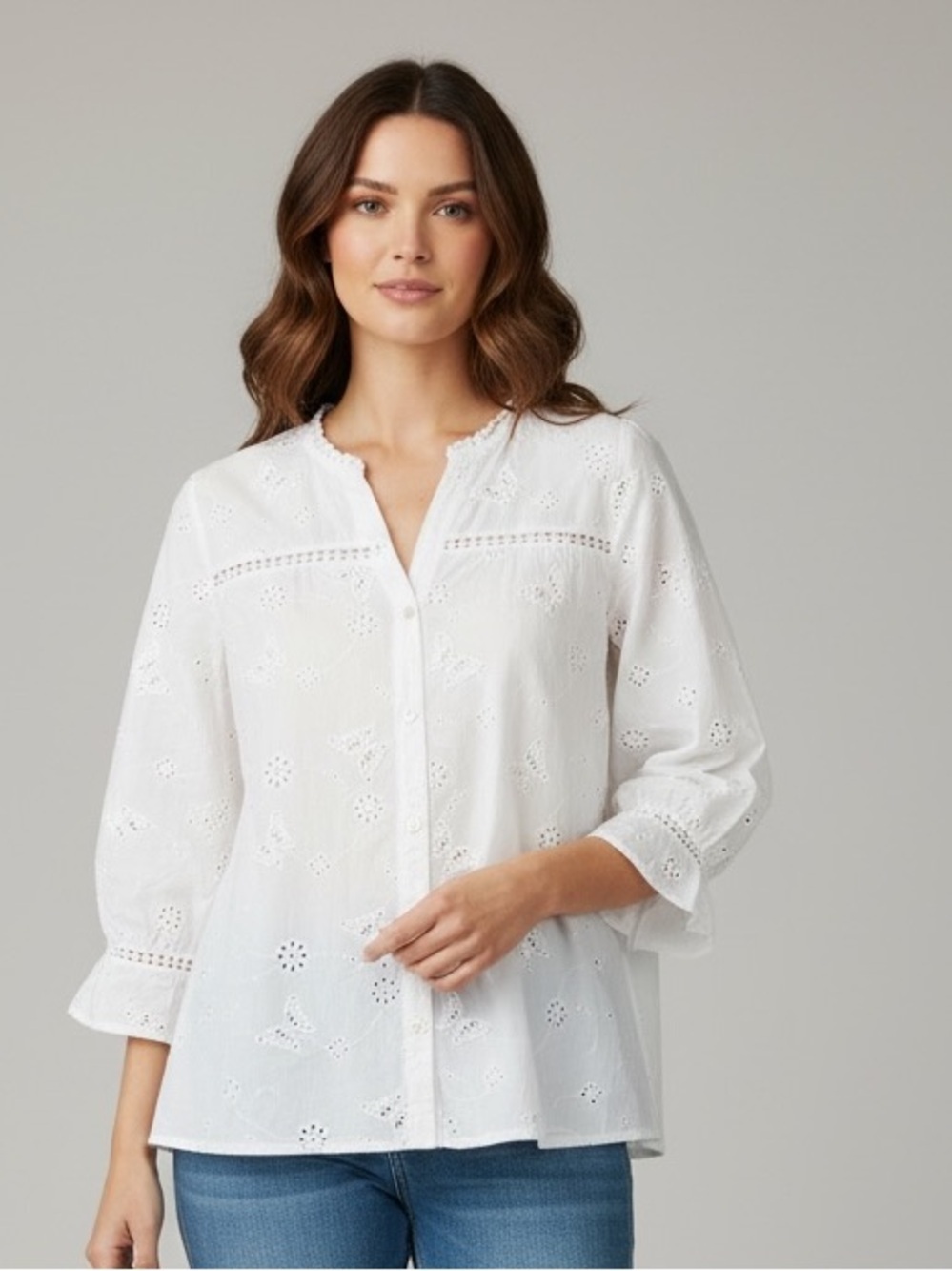 Alfred Dunner ladies, 100% cotton large crochet blouse NWOT